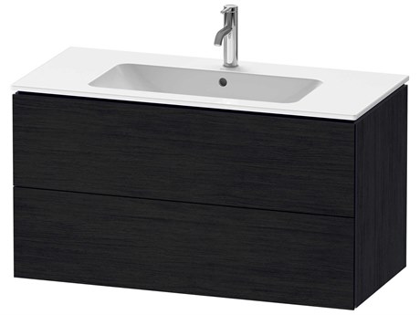 Duravit L-cube 40'' Two Drawer Black Oak Matt Wall-Mounted Vanity Unit
