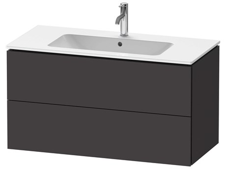 Duravit L-cube 40'' Two Drawer Graphite Super Matt Wall-Mounted Vanity Unit