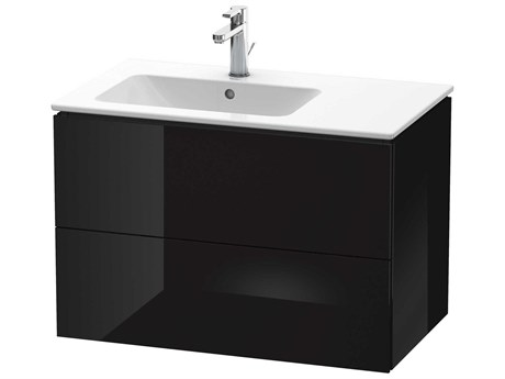 Duravit L-cube 32'' Two Drawer Black High Gloss Wall-Mounted Vanity Unit