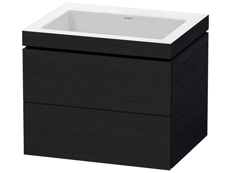 Duravit L-cube 24'' Two Drawer Black Oak Matt Wall-Mounted Vanity Unit