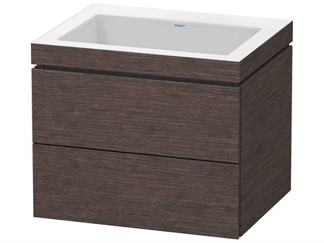 Duravit L-cube 24'' Two Drawer Dark Brushed Oak Matt Wall-Mounted Vanity Unit