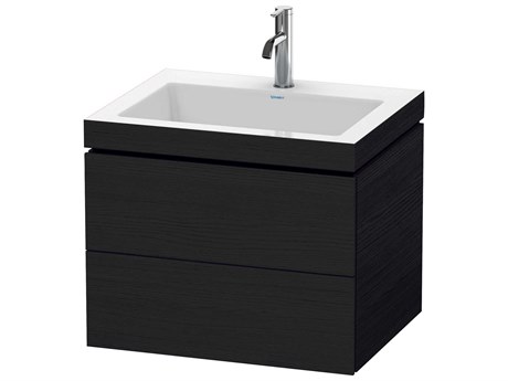 Duravit L-cube 24'' Two Drawer Black Oak Matt Wall-Mounted Vanity Unit