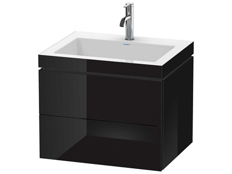 Duravit L-cube 24'' Two Drawer Black High Gloss Wall-Mounted Vanity Unit
