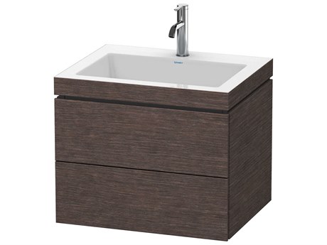 Duravit L-cube 24'' Two Drawer Dark Brushed Oak Matt Wall-Mounted Vanity Unit