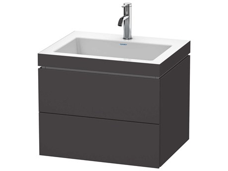 Duravit L-cube 24'' Two Drawer Graphite Super Matt Wall-Mounted Vanity Unit
