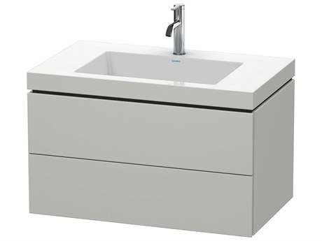 Duravit L-cube 32'' Two Drawer Concrete Gray Matt Wall-Mounted Vanity Unit