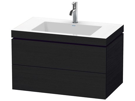 Duravit L-cube 32'' Two Drawer Black Oak Matt Wall-Mounted Vanity Unit