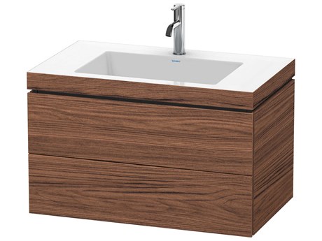 Duravit L-cube 32'' Two Drawer Walnut (Dark) Matt Wall-Mounted Vanity Unit