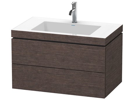 Duravit L-cube 32'' Two Drawer Dark Brushed Oak Matt Wall-Mounted Vanity Unit