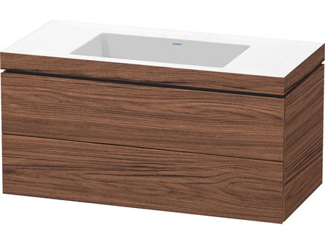 Duravit L-cube 39'' Two Drawer Walnut (Dark) Matt Wall-Mounted Vanity Unit