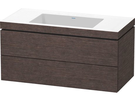 Duravit L-cube 39'' Two Drawer Dark Brushed Oak Matt Wall-Mounted Vanity Unit