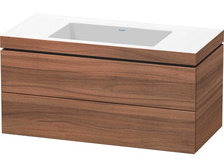 Duravit L-cube 39'' Two Drawer Walnut Matt Wall-Mounted Vanity Unit