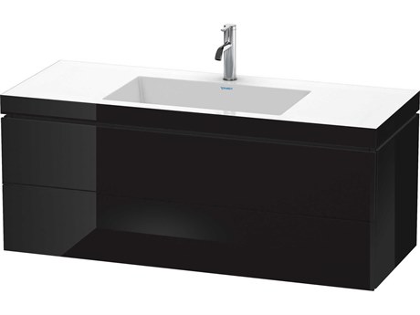 Duravit L-cube 47'' Two Drawer Black High Gloss Wall-Mounted Vanity Unit