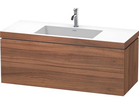 Duravit L-cube 47'' Two Drawer Walnut Matt Wall-Mounted Vanity Unit
