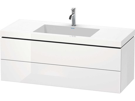 Duravit L-cube 47'' Two Drawer White High Gloss (Lacquer) Wall-Mounted Vanity Unit