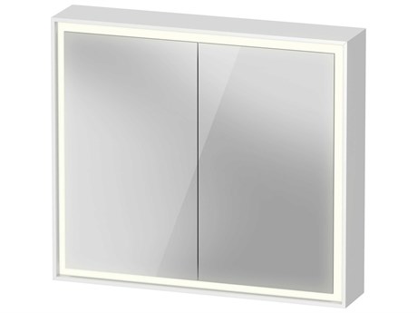 Duravit L-cube 32'' White Frame LED Mirror - Sensor Switch - Left & Right Side Hinge