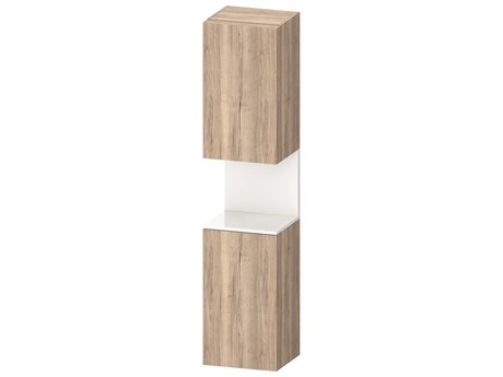 Duravit Qatego 16'' Marbeled Oak Matt/White Tall Cabinet - Left Side Hinge
