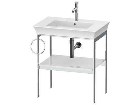 Duravit White Tulip 27'' White High Gloss Metal Console Vanity Unit - Left Side Towel Ring