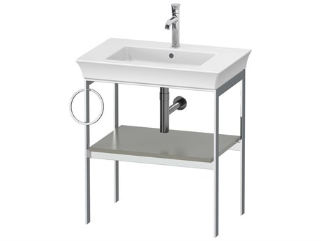 Duravit White Tulip 27'' Stone Gray Satin Matt Metal Console Vanity Unit - Left Side Towel Ring