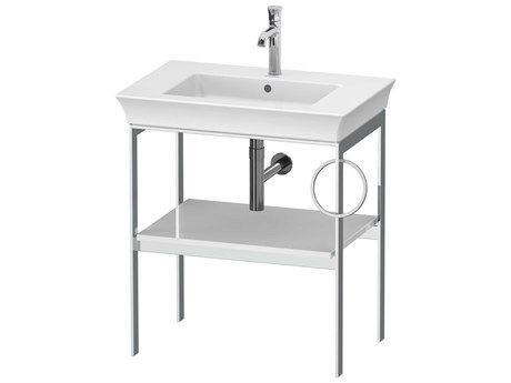 Duravit White Tulip 27'' White High Gloss Metal Console Vanity Unit - Right Side Towel Ring