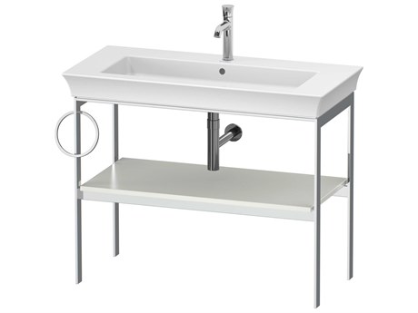 Duravit White Tulip 39'' White Satin Matt Metal Console Vanity Unit - Left Side Towel Ring