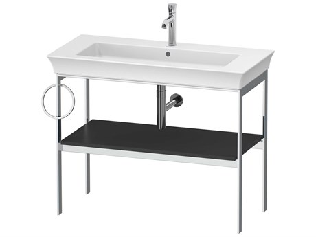 Duravit White Tulip 39'' Black Metal Console Vanity Unit - Left Side Towel Ring