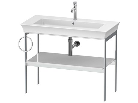 Duravit White Tulip 39'' White High Gloss Metal Console Vanity Unit - Left Side Towel Ring