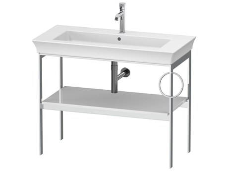 Duravit White Tulip 39'' White High Gloss Metal Console Vanity Unit - Right Side Towel Ring