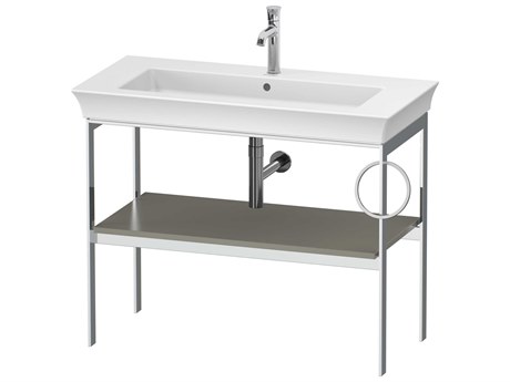Duravit White Tulip 39'' Stone Gray Satin Matt Metal Console Vanity Unit - Right Side Towel Ring
