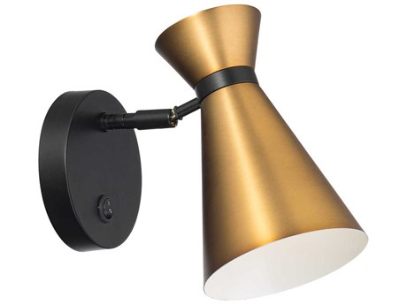 dweLED by WAC Lighting Pin Up 1-Light Black Aged Brass Wall Sconce