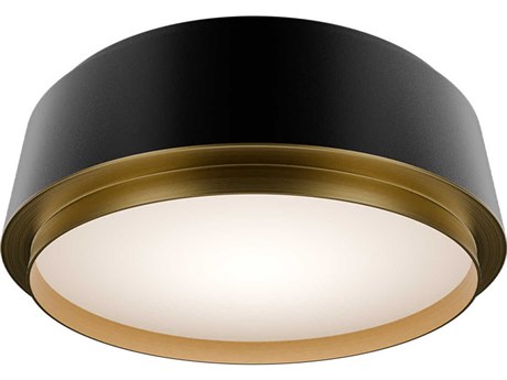 dweLED by WAC Lighting Salvo 1-Light Black Aged Brass Round Flush Mount