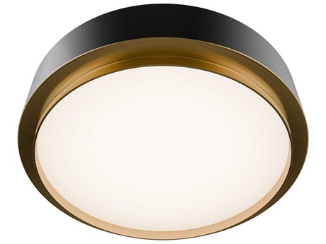 dweLED by WAC Lighting Salvo 1-Light Black Aged Brass Round Flush Mount
