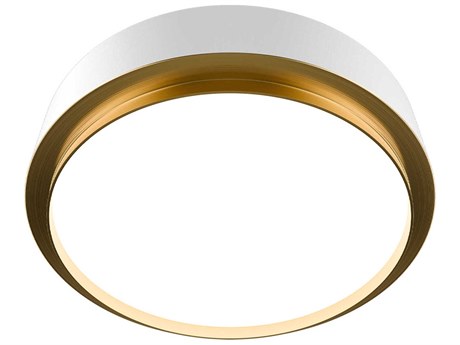 dweLED by WAC Lighting Salvo 1-Light White Aged Brass Round Flush Mount