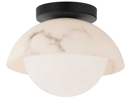 dweLED by WAC Lighting Moonstone 1-Light Black Globe Semi Flush Mount