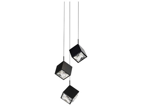 dweLED by WAC Lighting Ice Cube 3-Light Black Geometric Pendant
