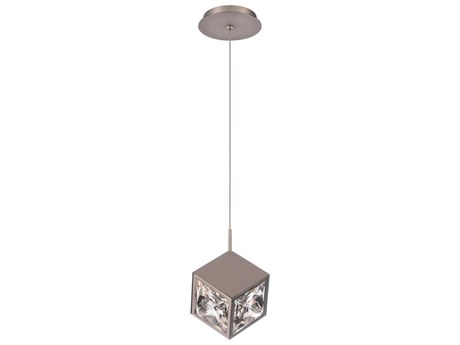 dweLED by WAC Lighting Ice Cube 1-Light Brushed Nickel Crystal LED Geometric Mini Pendant