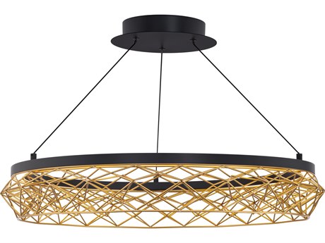 dweLED by WAC Lighting Lacey 1-Light Black gold Geometric Pendant