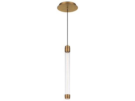 dweLED by WAC Lighting Jedi 1-Light Aged Brass Glass LED Cylinder Mini Pendant