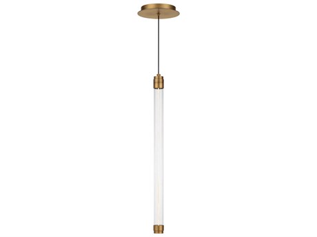 dweLED by WAC Lighting Jedi 1-Light Aged Brass Glass LED Cylinder Mini Pendant