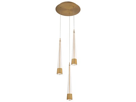 dweLED by WAC Lighting Quill 3-Light Aged Brass Linear Mini Pendant