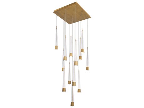 dweLED by WAC Lighting Quill 13-Light Aged Brass Linear Pendant