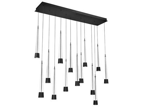 dweLED by WAC Lighting Quill 14-Light Black Linear Island Pendant