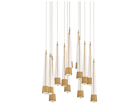 dweLED by WAC Lighting Quill 15-Light Aged Brass Linear Pendant