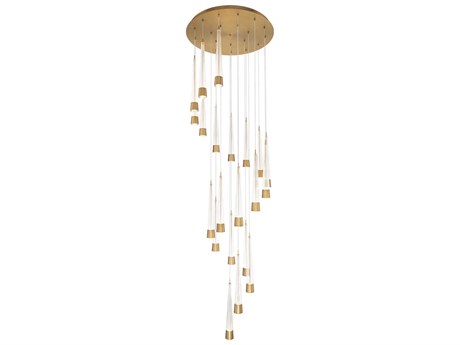 dweLED by WAC Lighting Quill 21-Light Aged Brass Linear Pendant