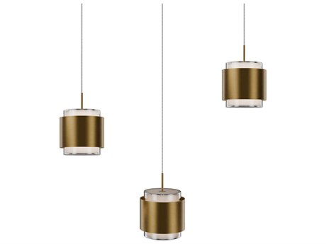 dweLED by WAC Lighting Banded 3-Light Aged Brass Island Pendant