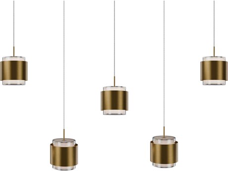 dweLED by WAC Lighting Banded 5-Light Aged Brass Island Pendant
