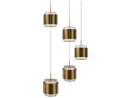 dweLED by WAC Lighting Banded 5-Light Aged Brass Pendant