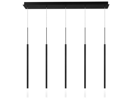 dweLED by WAC Lighting Viggo 5-Light Black Cylinder Linear Island Pendant
