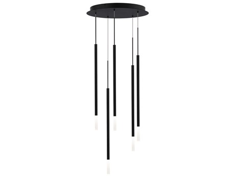dweLED by WAC Lighting Viggo 5-Light Black Cylinder Linear Pendant