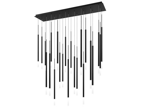 dweLED by WAC Lighting Viggo 23-Light Black Cylinder Linear Island Pendant